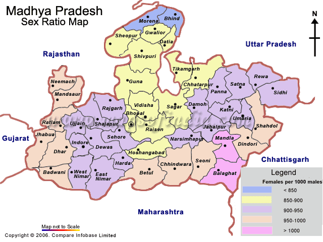 Sex Ratio Map of Madhya Pradesh