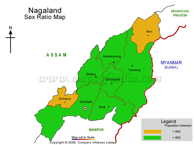 Sex Ratio Map of Nagaland