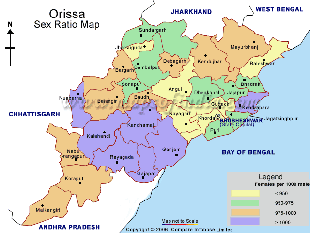 Sex Ratio Map of Orissa