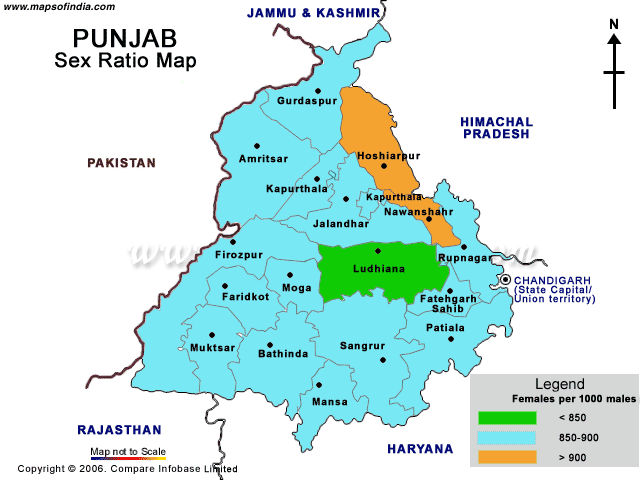 Sex Ratio Map of Punjab