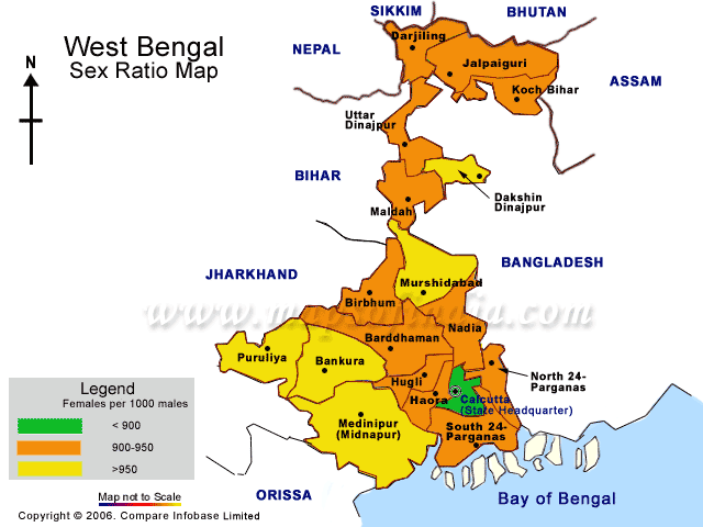 Sex Ratio Map of West Bengal