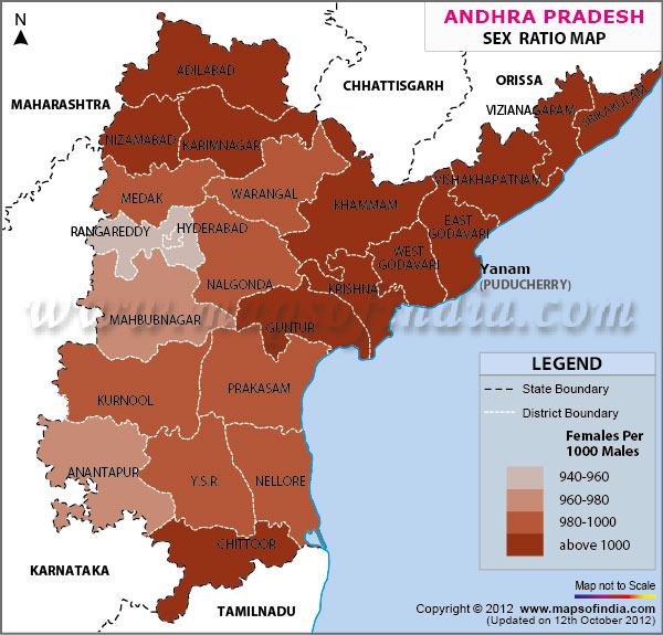 Map of Andhra Pradesh Sex Ratio