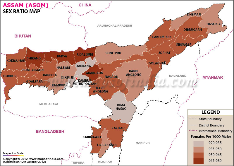 Map of Assam Sex Ratio