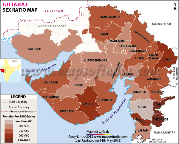 Map of Gujarat Sex Ratio