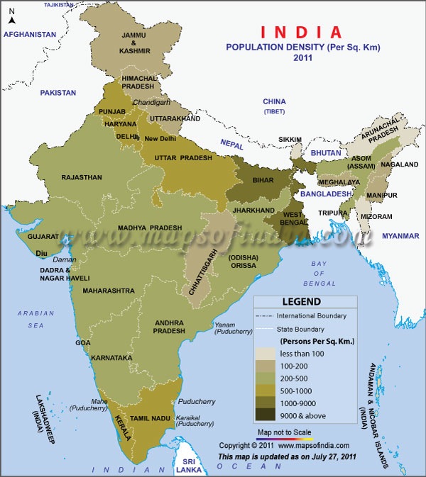 Population Density Map of India