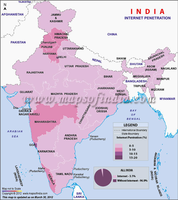 Internet Penetration in India, Internet Penetration Map