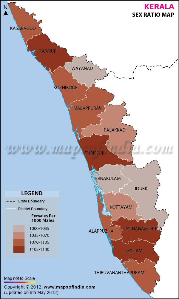 Kerala Sex Ratio Map