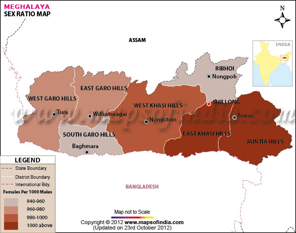 Map of Meghalaya Sex Ratio
