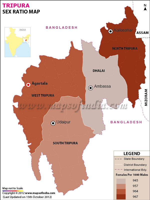 Map of Tripura Sex Ratio