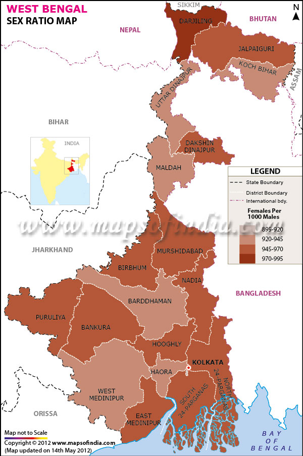 Map of West Bengal Sex Ratio
