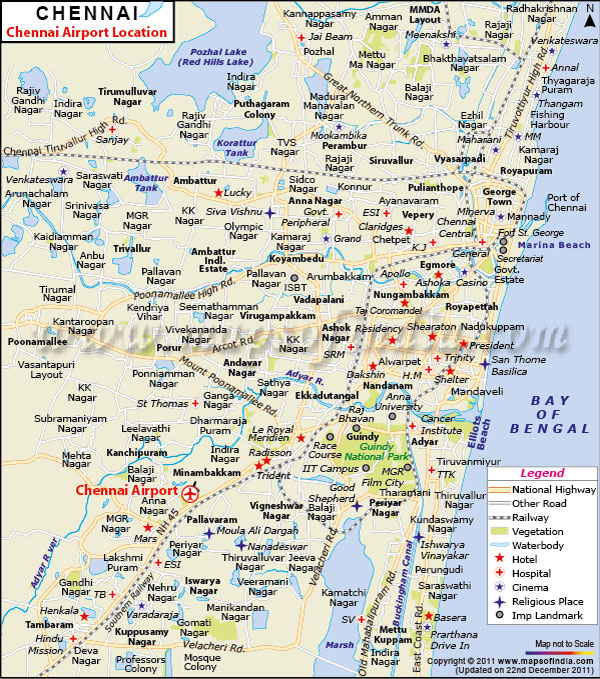 Airport Location Map of Chennai