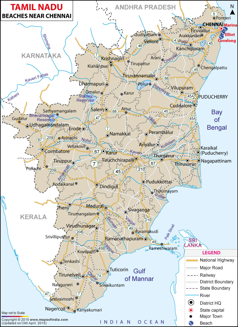 Chennai Beaches Map