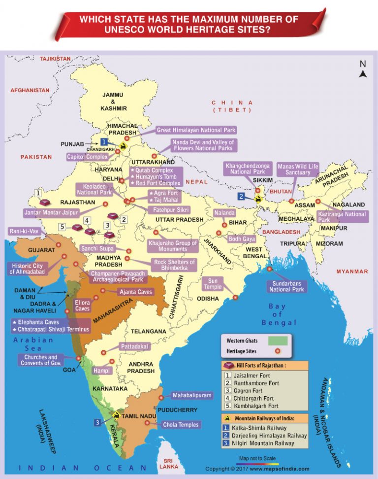 Which State has the Maximum Number of UNESCO World Heritage Sites?