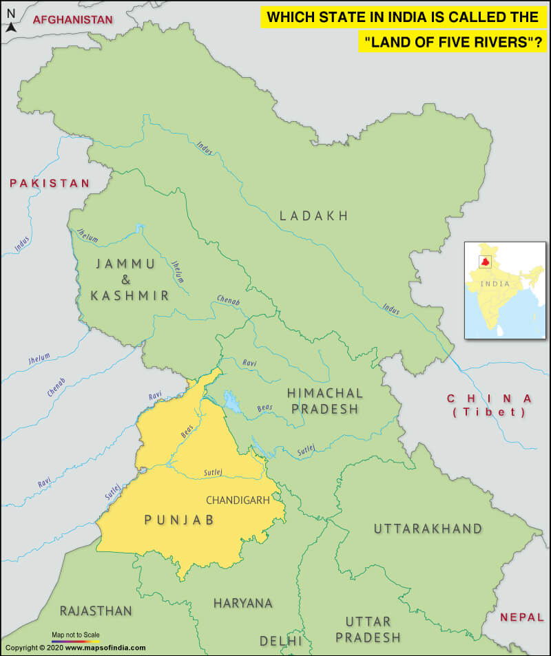 Map of India Highlighting State Called as the 