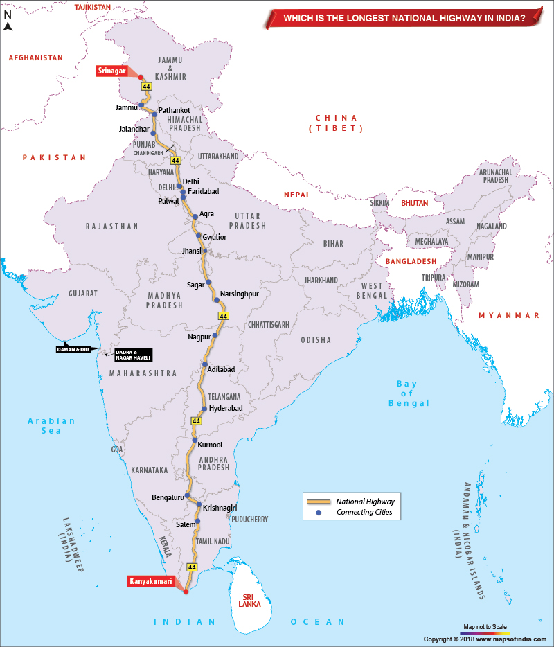 Which is the Longest National Highway in India?