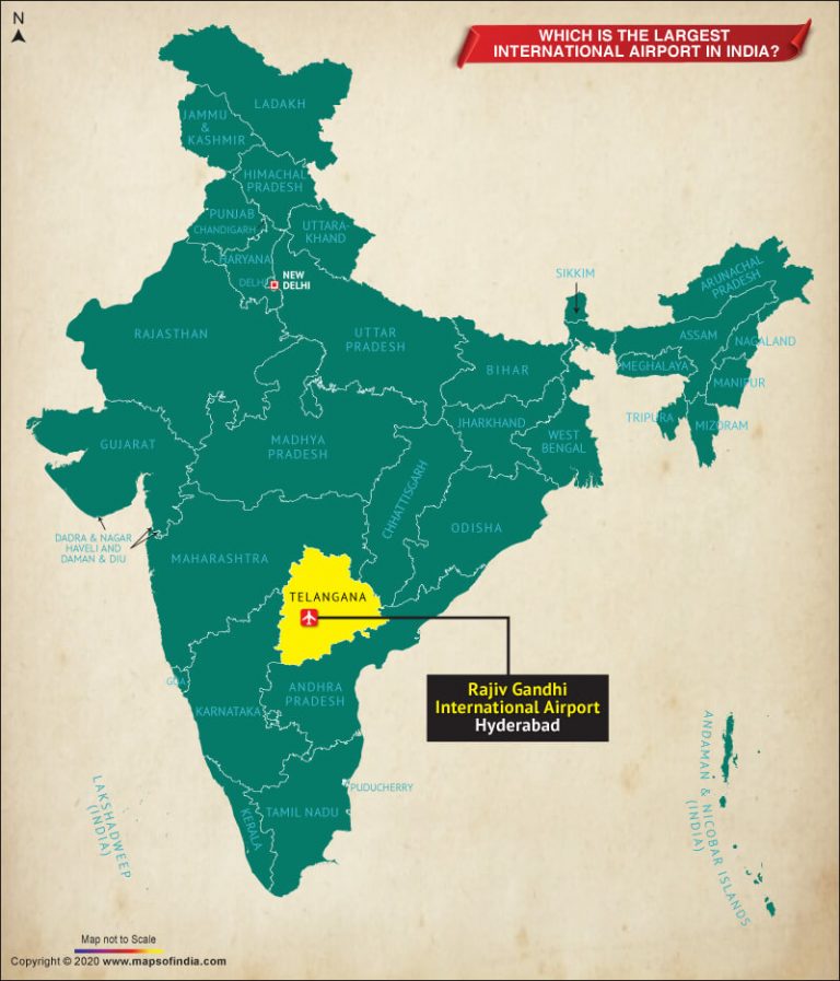 Map Showing Location of the Largest International Airport in India