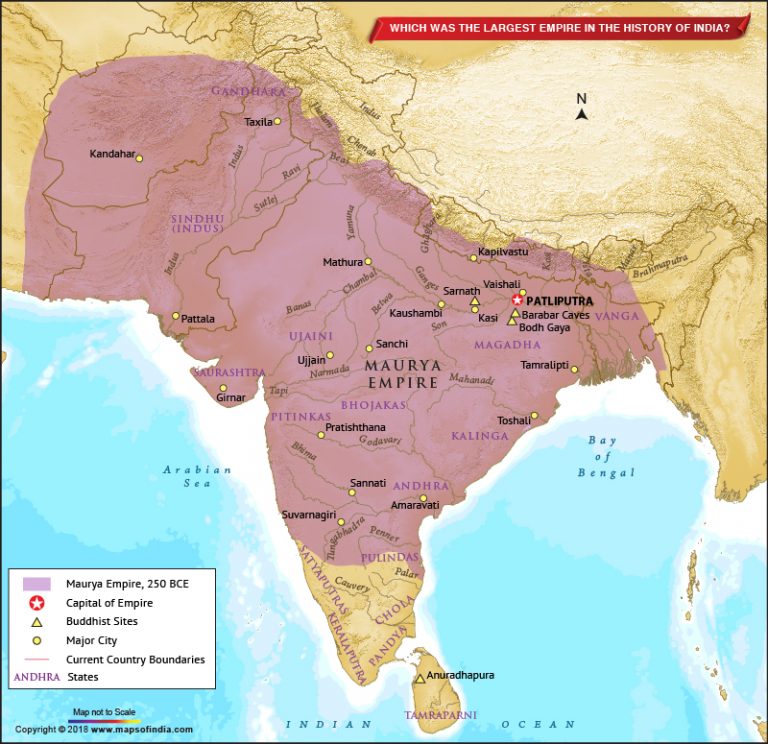 Largest Empire in the History of India Map