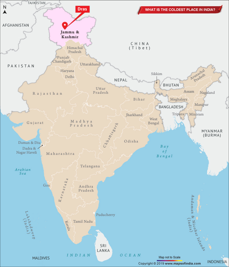 What is the Coldest Place in India Map