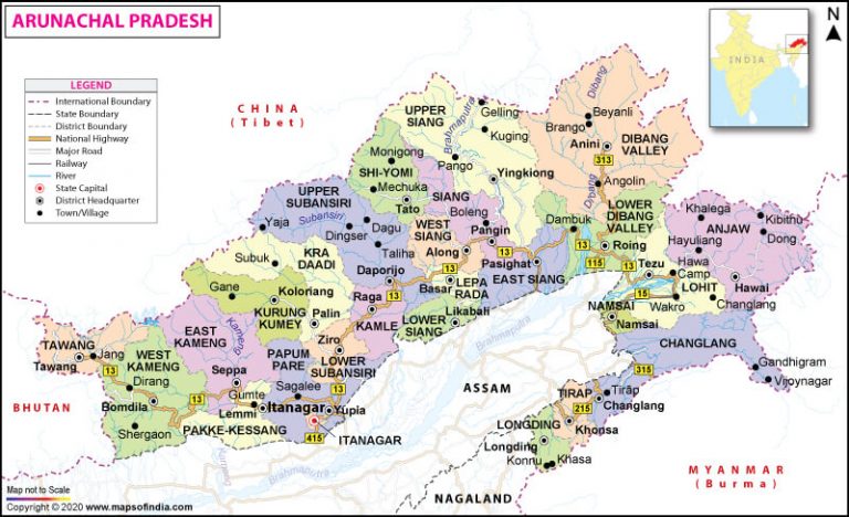 Map of Arunachal Pradesh
