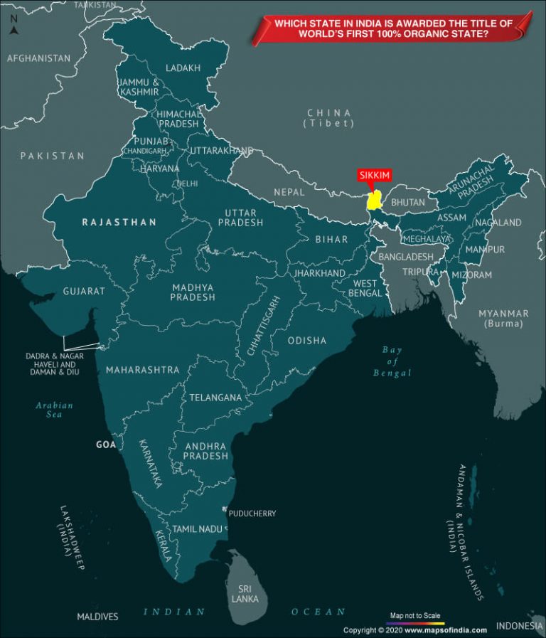 Map of India Showing Location of First Organic State in World