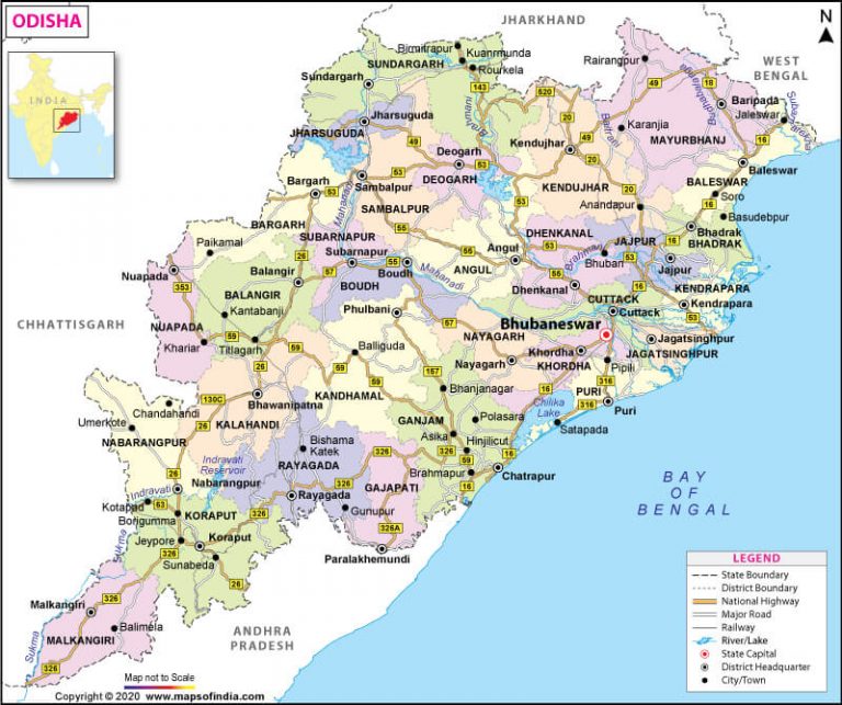 Map of Odisha