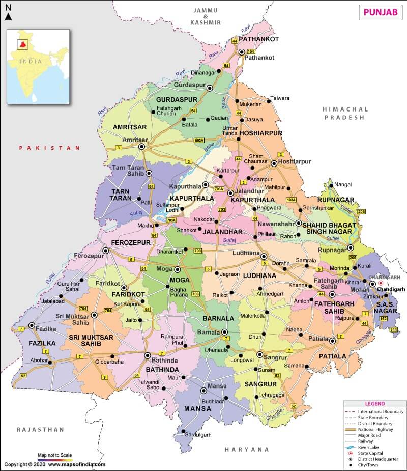 Punjab Map Map of Punjab