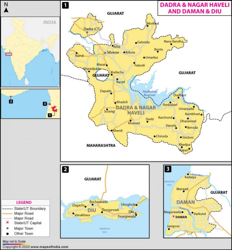 Map of Dadra and Nagar Haveli and Daman and Diu