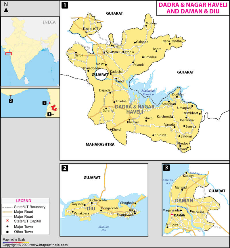 Map of Dadra and Nagar Haveli and Daman and Diu