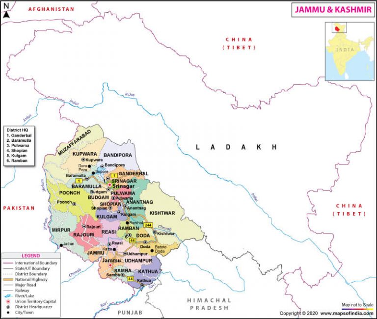 Map of Jammu and Kashmir