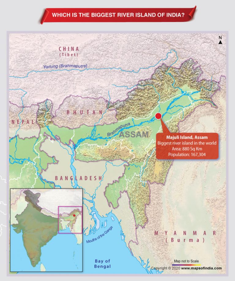 Map Highlighting Location of the Biggest River Island in India