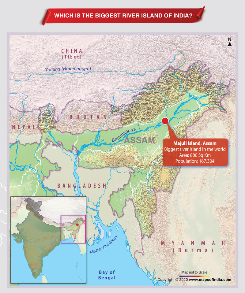 Map Highlighting Location of the Biggest River Island in India