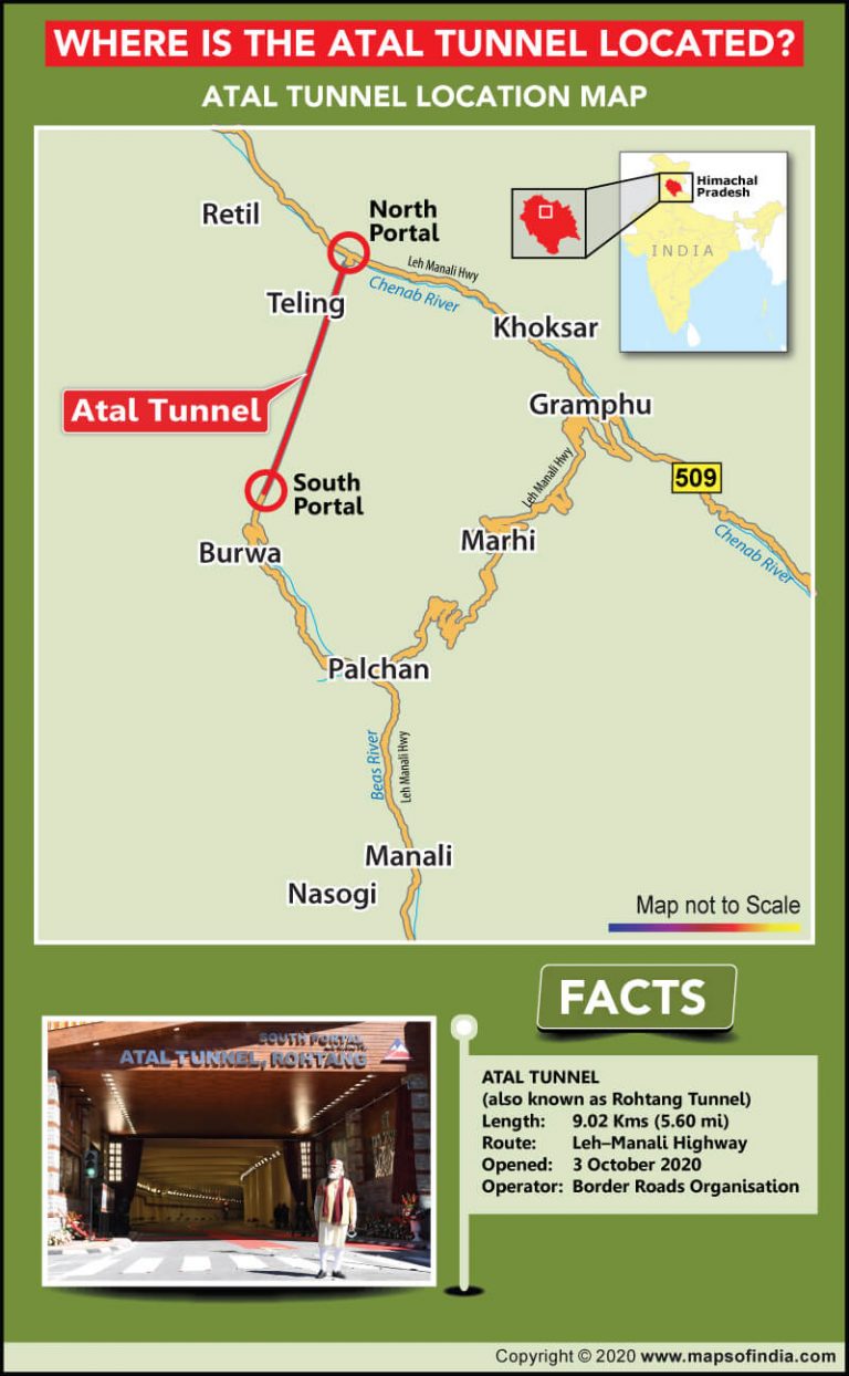 Map Highlighting the Location of the Atal Tunnel