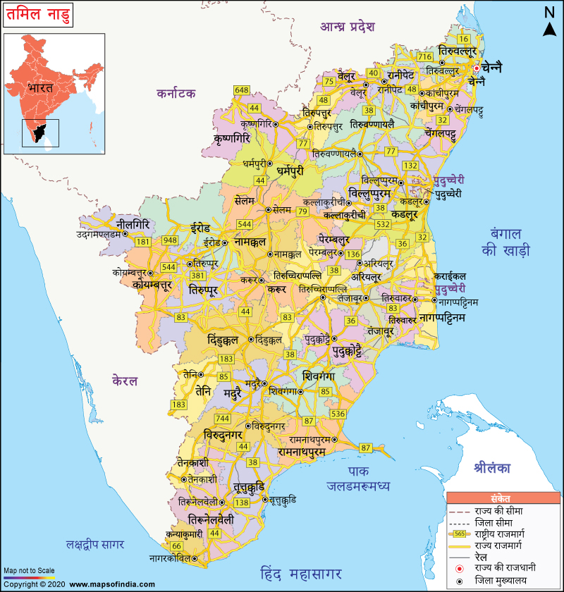 तमिलनाडु का नक्शा