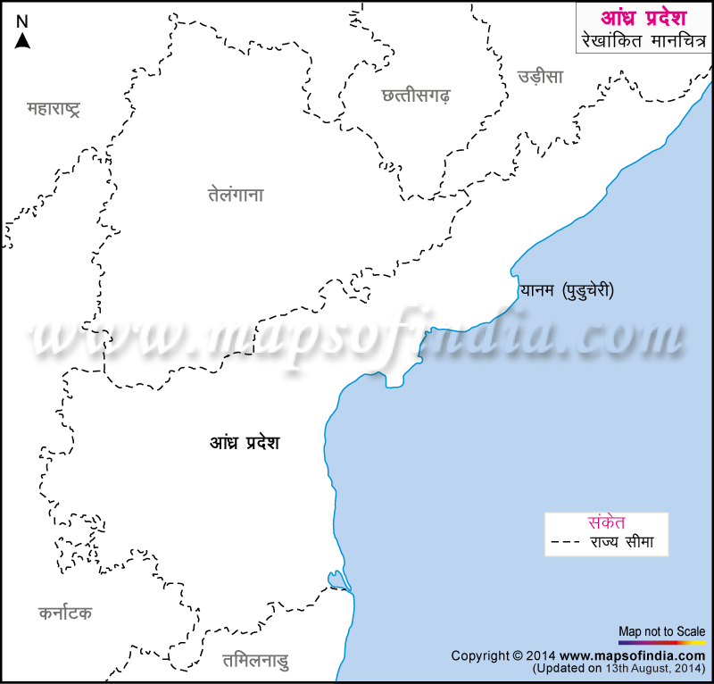 आंध्र प्रदेश का रेखांकित मानचित्र