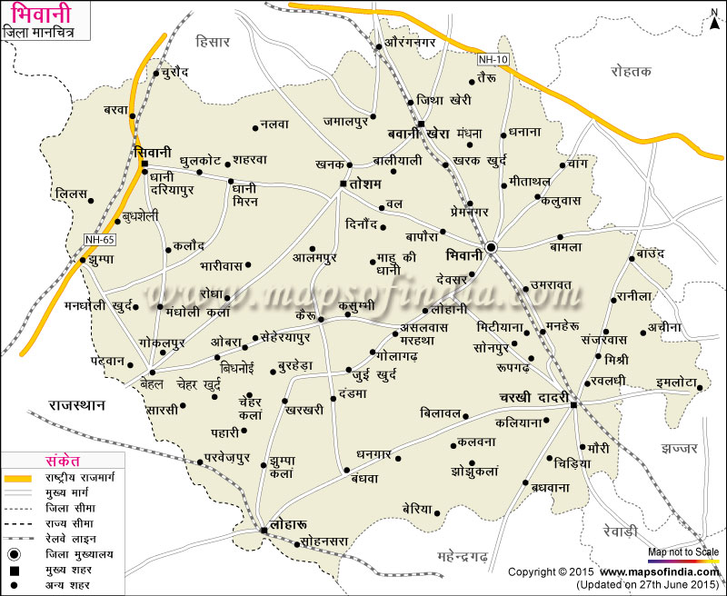 भिवानी जिला नक्शा (मानचित्र)