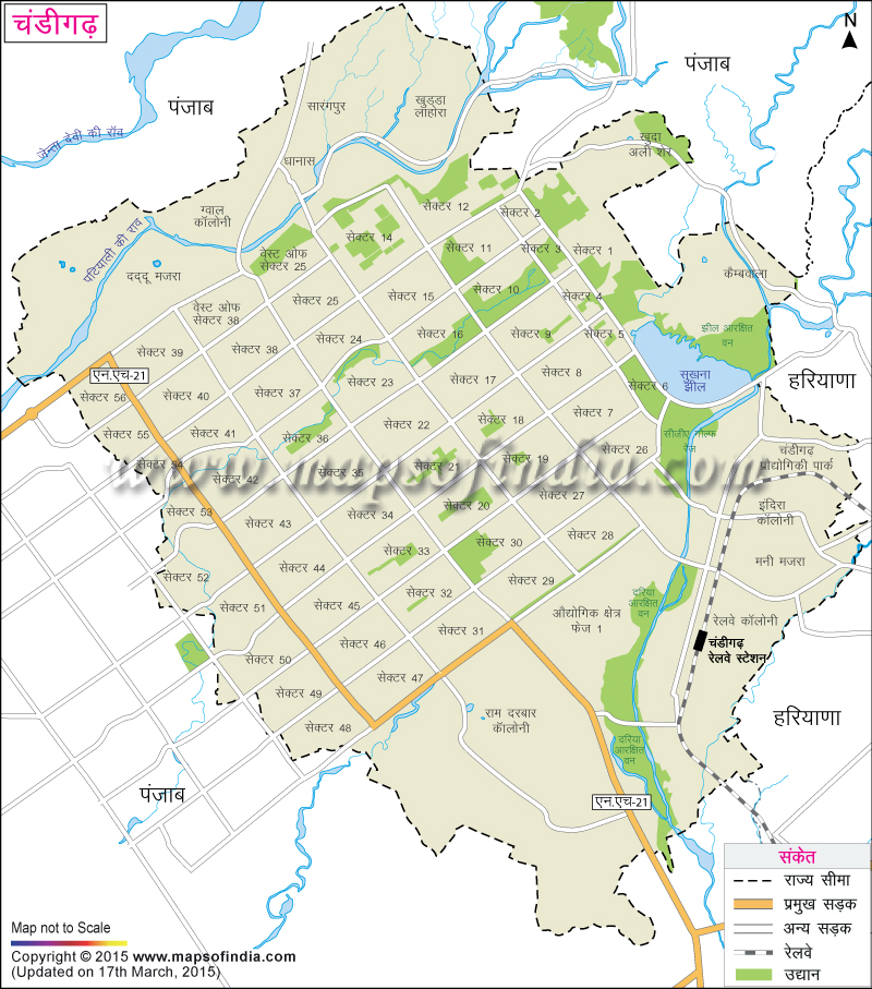चंडीगढ़ का नक्शा (मानचित्र)