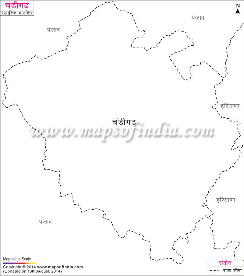 चंडीगढ़ का रेखांकित नक्शा
