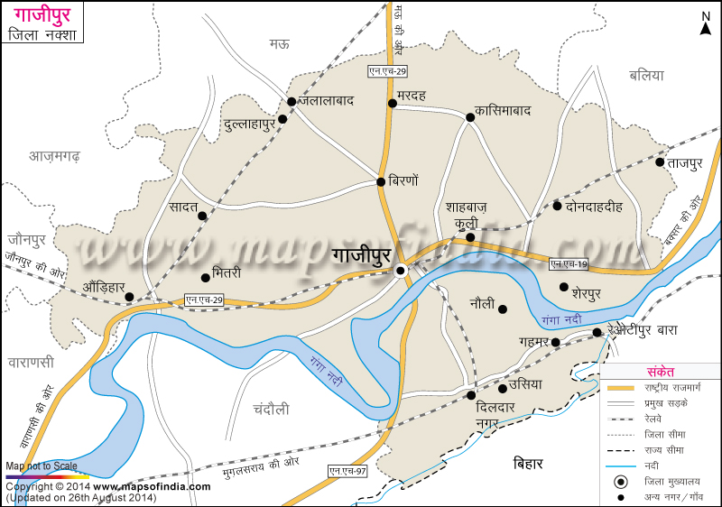 गाज़ीपुर जिला नक्शा (मानचित्र)