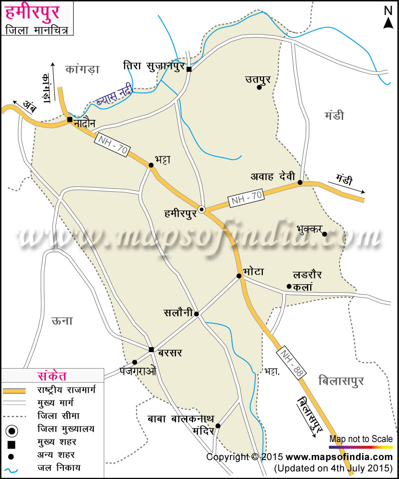 हमीरपुर जिला नक्शा (मानचित्र)