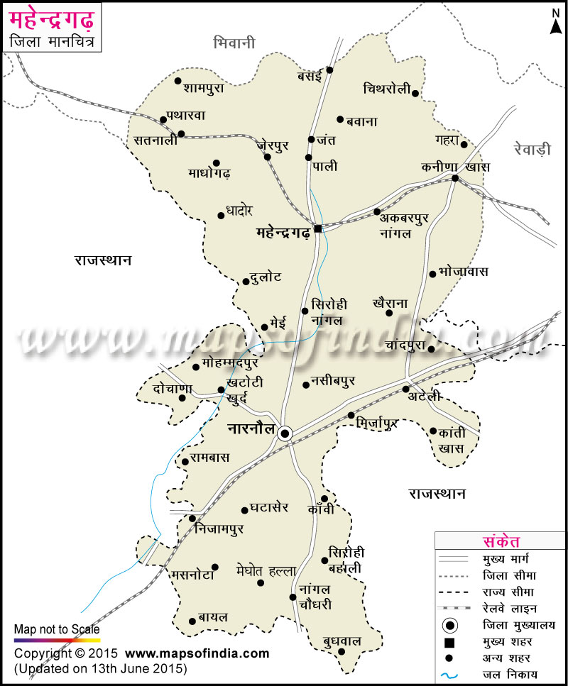 महेंद्रगढ़ जिला नक्शा (मानचित्र)