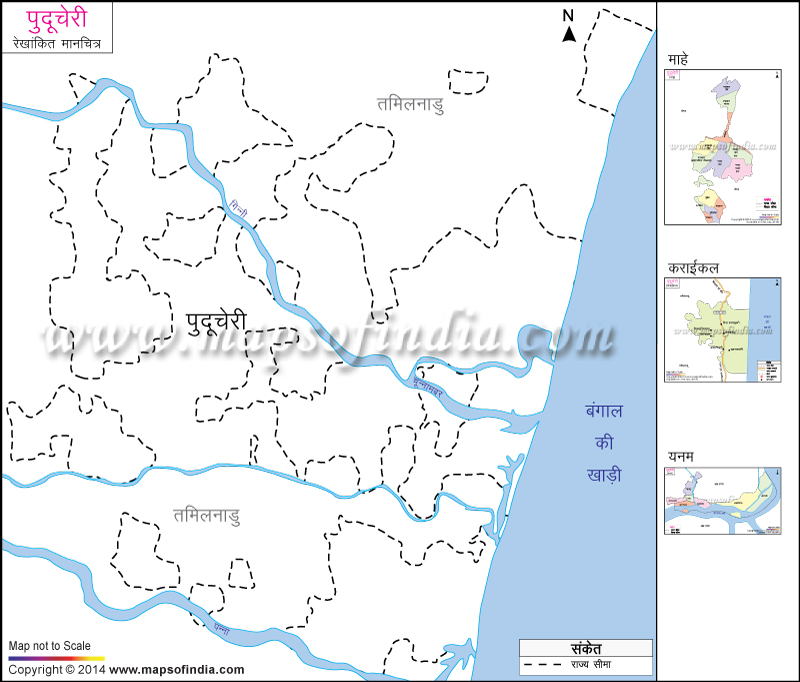 पुडुचेरी का रेखांकित नक्शा