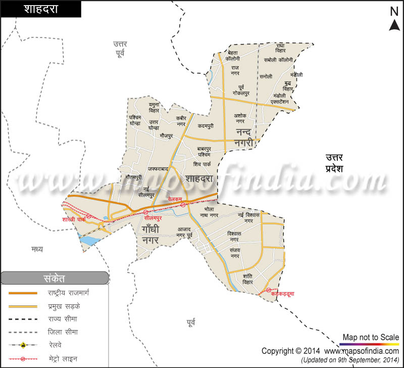 शाहदरा जिला नक्शा (मानचित्र)