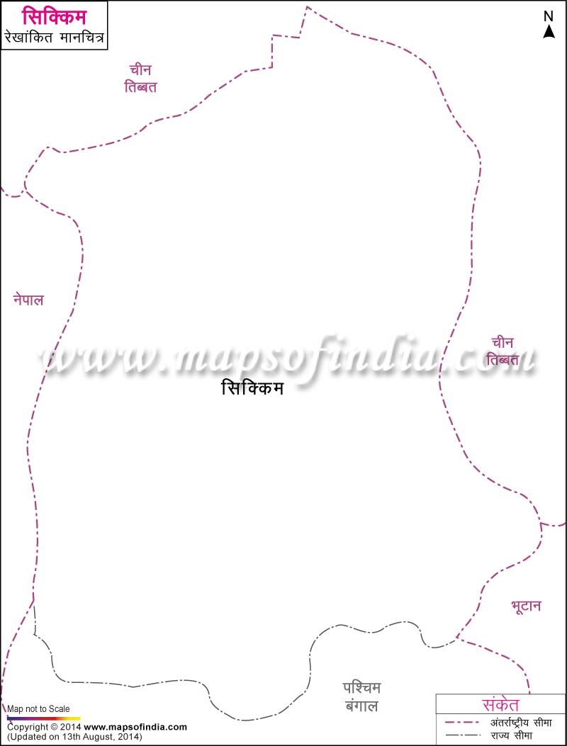 सिक्किम का रेखांकित नक्शा