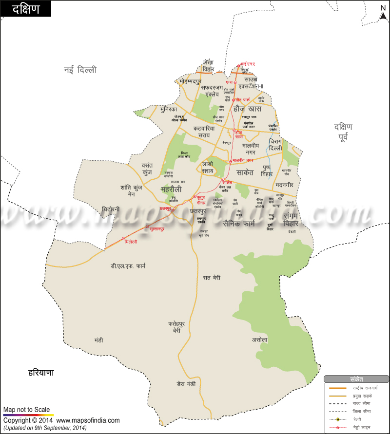 दक्षिण दिल्ली जिले का नक्शा