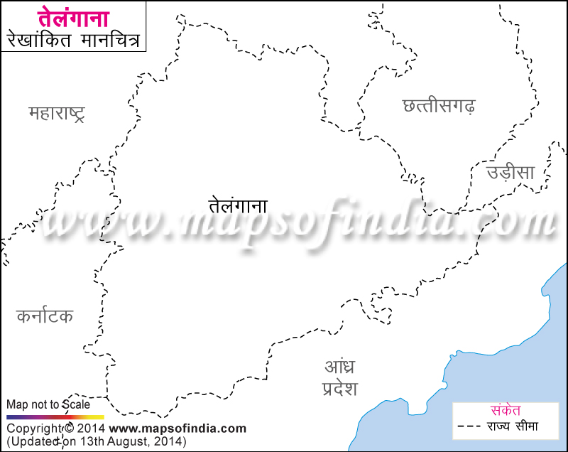 तेलंगाना का रेखांकित नक्शा