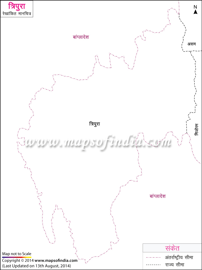 त्रिपुरा का रेखांकित नक्शा