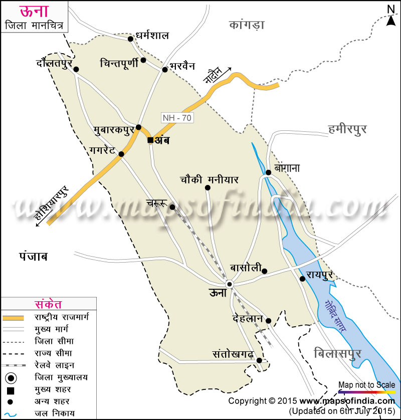 उना जिला नक्शा (मानचित्र)