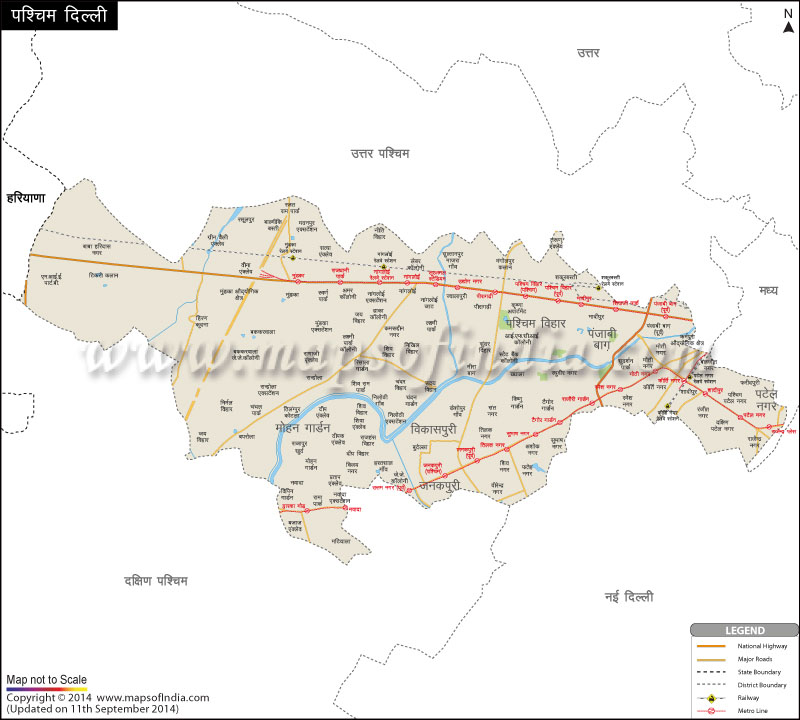 पश्चिमी दिल्ली जिला नक्शा