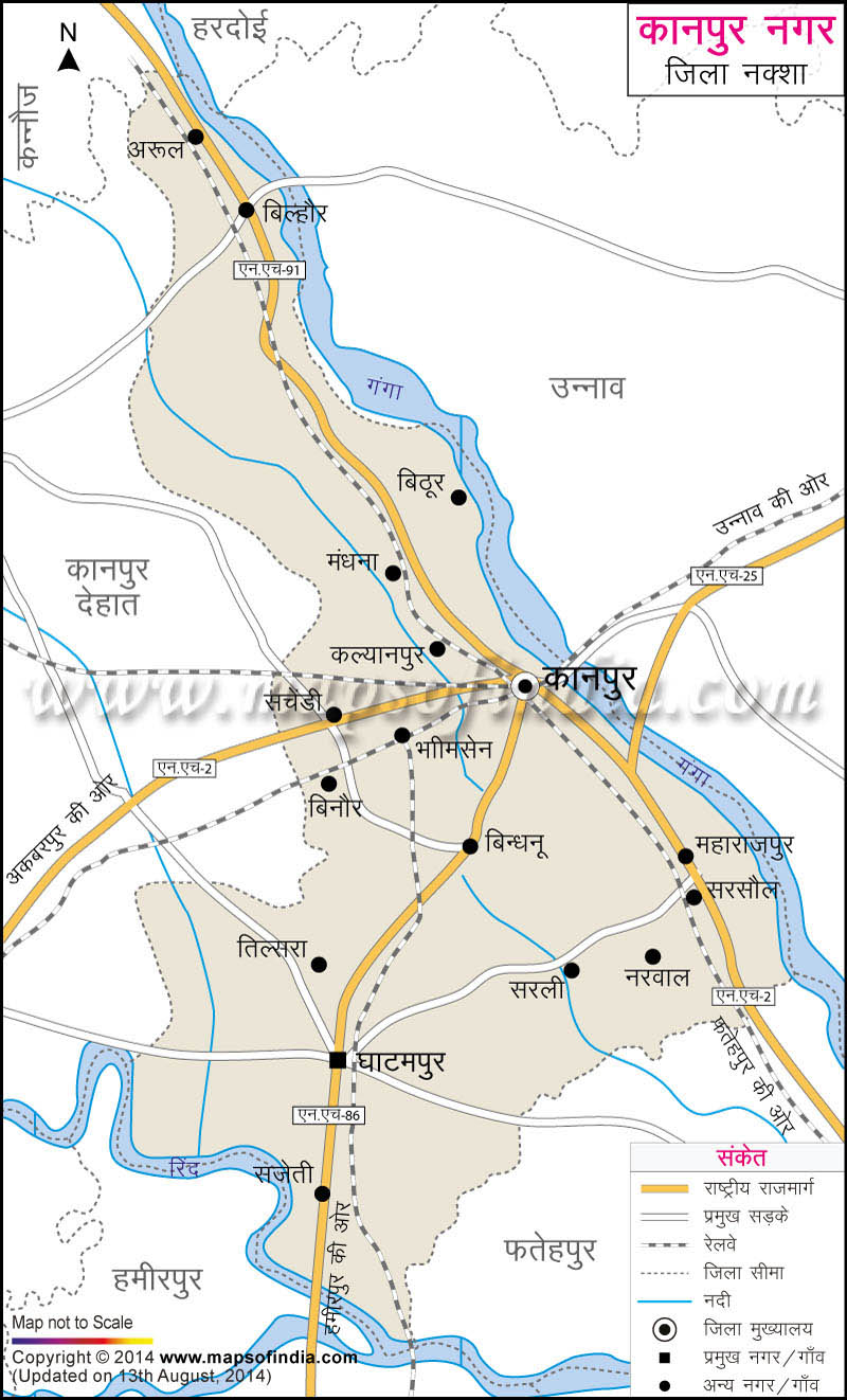 कानपुर जिला नक्शा