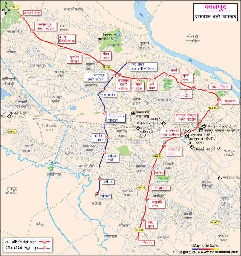 कानपुर मेट्रो का नक्शा
